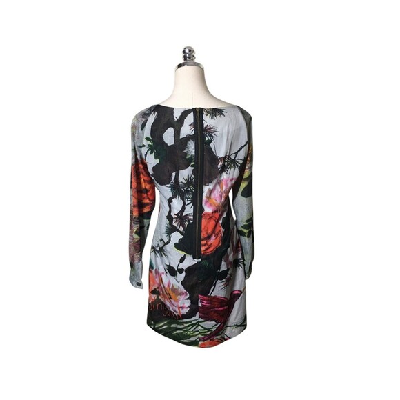 Desigual Dress Women's Size XS/S Gray Floral Bird Midi - Picture 2 of 6